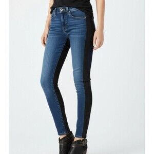 Rag & Bone Jekyll Lamb Leather Suede Jeans in Essex Women 28 Blue Black Designer